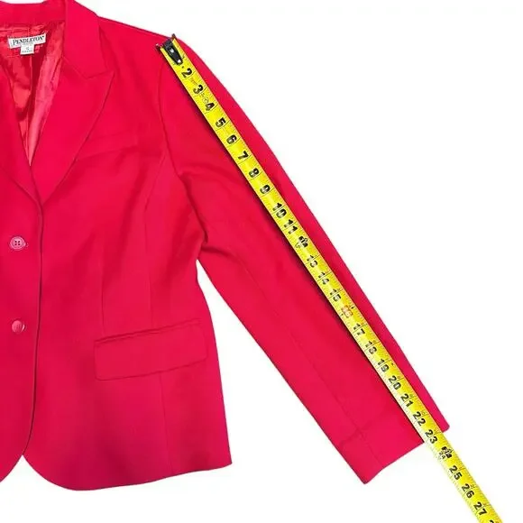 Vintage Pendleton Blazer Womens Size 12 Soild Red 100% Virgin Wool Petite - Picture 7 of 10